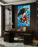 Scrooge's Money Rain Glass Wall Art || Designer Collection - Lifestyle preview in a designer interior