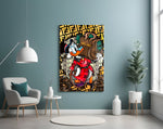 Work Hard artwork styled in a teen's bedroom with bold accents