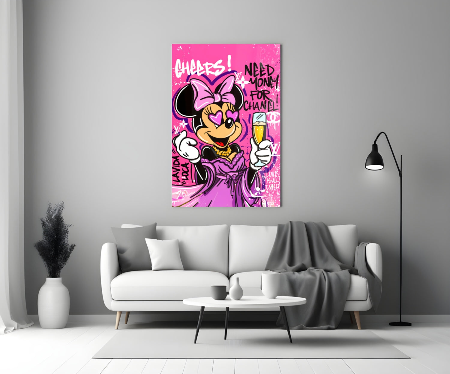 Minnie Champagne and Chanel Glass Wall Art || Designer Collection