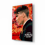 Tommy Shelby Ruleless Boss pop-graffiti glass wall art in a modern executive office