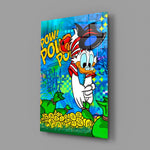 Designer-collection panel anchoring a creative office wall