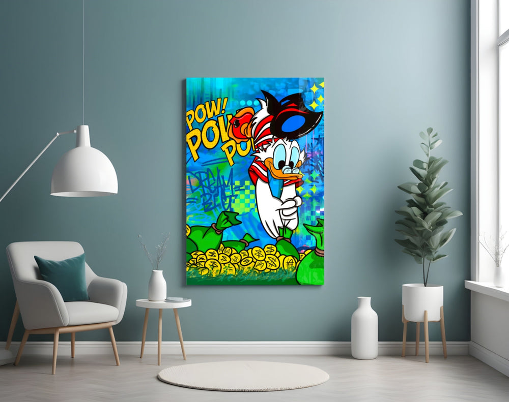Money Man artwork styled in a teen's bedroom with bold accents