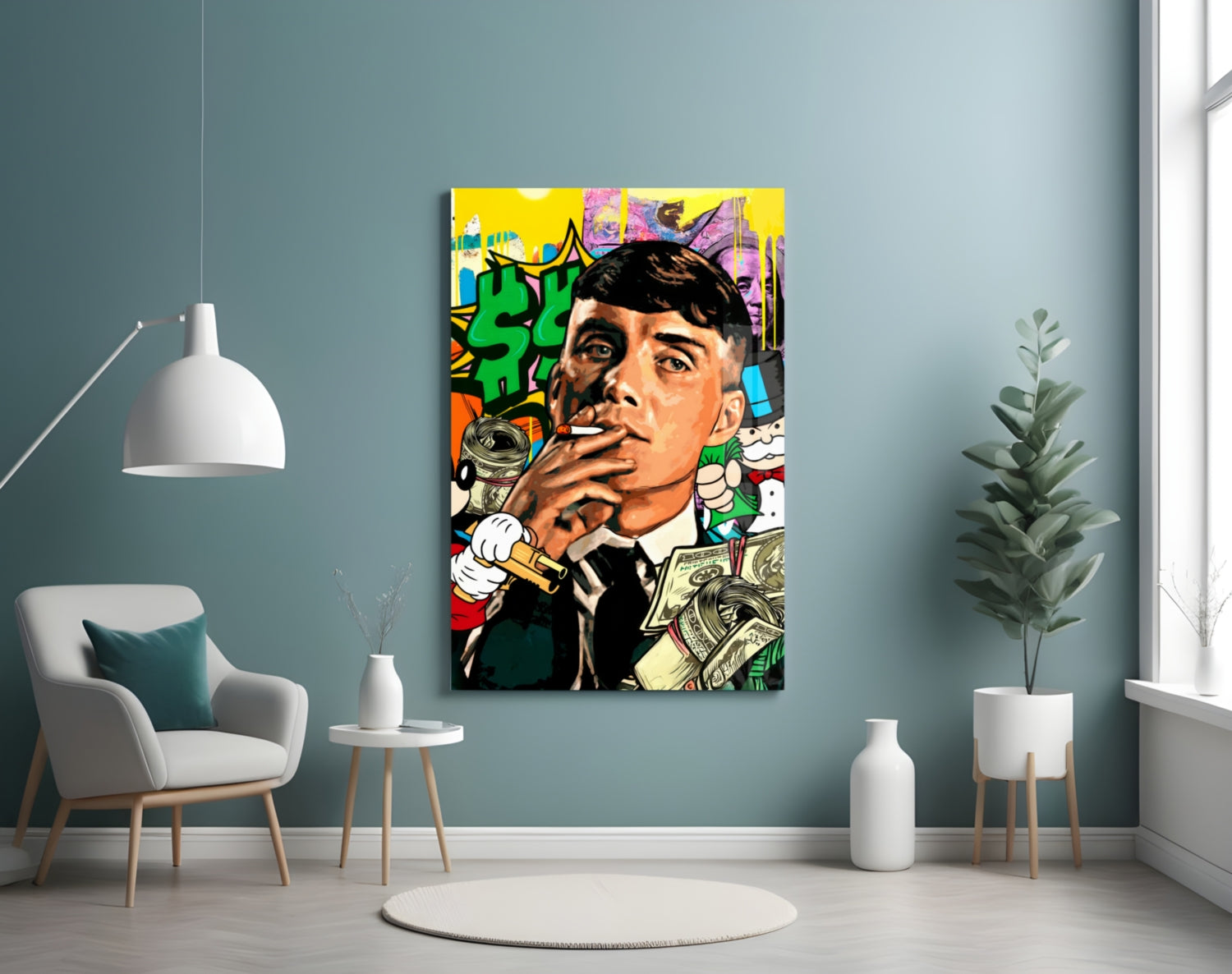 Tommy Shelby Money and Power Glass Wall Art || Designer Collection