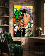 Tommy Shelby Money and Power Glass Wall Art || Designer Collection - Lifestyle preview in a designer interior
