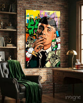 Tommy Shelby Money and Power Glass Wall Art || Designer Collection - Lifestyle preview in a designer interior