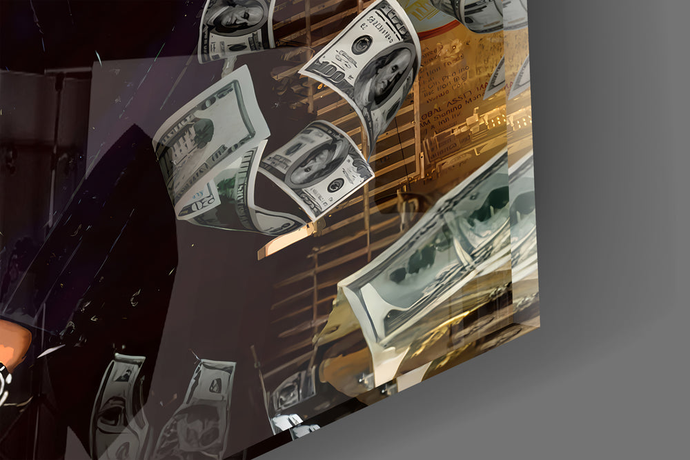 Wolf of Wall Street artwork styled in a teen's bedroom with bold accents