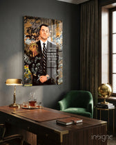 The Wolf of Wall Street Glass Wall Art || Designer Collection - Lifestyle preview in a designer interior