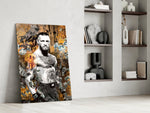 MMA panel against a moody amber-painted accent wall