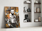 MMA panel against a moody amber-painted accent wall