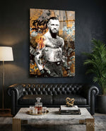 Conor McGregor Riches and Glory Glass Wall Art || Designer Collection - Lifestyle preview in a designer interior