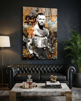 Conor McGregor Riches and Glory Glass Wall Art || Designer Collection - Lifestyle preview in a designer interior