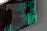 Designer-collection artwork above a console in a man cave