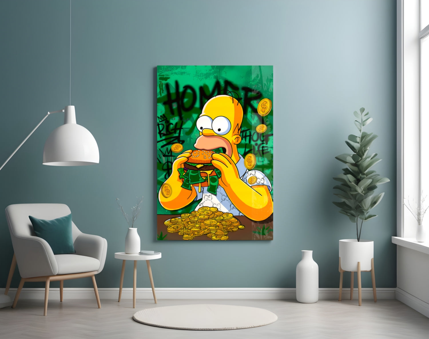 Homer The Taste of Greed Glass Wall Art || Designer Collection