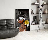 Pop-graffiti glass print bringing crypto edge to a man cave