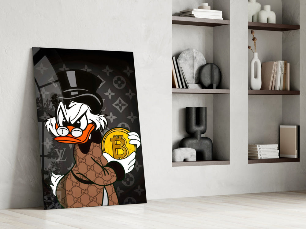 Cartoon-luxury panel against a moody black-painted accent wall