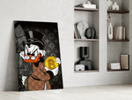 Cartoon-luxury panel against a moody black-painted accent wall