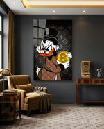 Crypto Rich Scoundrel Glass Wall Art || Designer Collection - Lifestyle preview in a designer interior