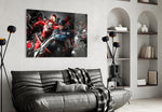 Avengers War artwork styled in a cinema-room accent wall