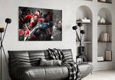 Avengers War artwork styled in a cinema-room accent wall