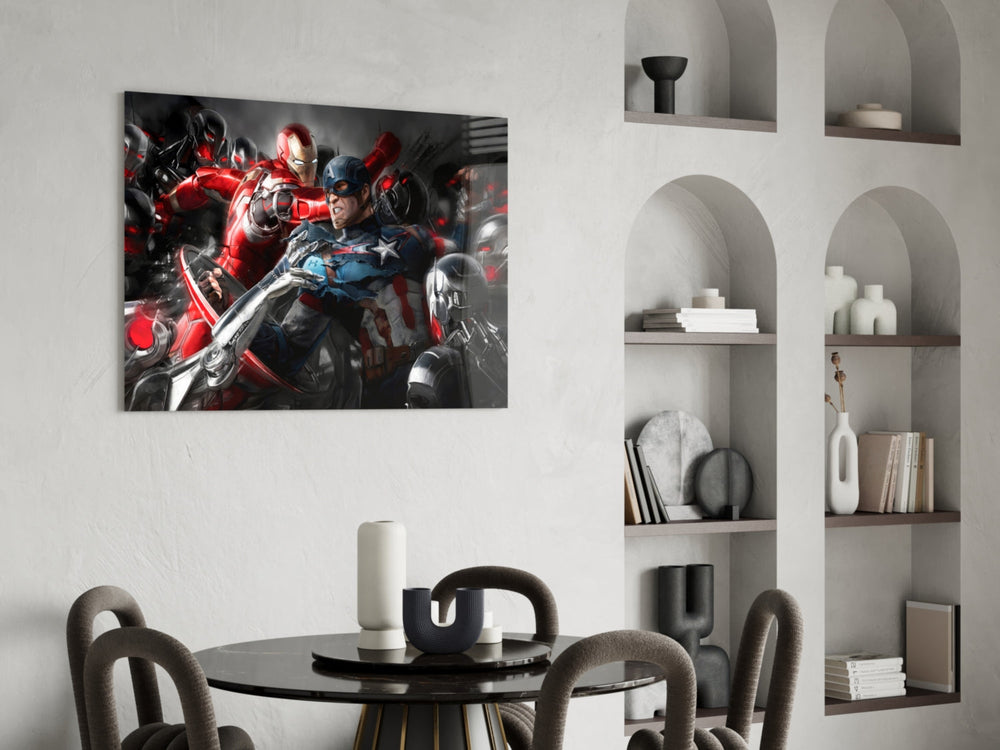 Comic-book glass print bringing battle edge to a man cave
