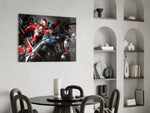 Comic-book glass print bringing battle edge to a man cave