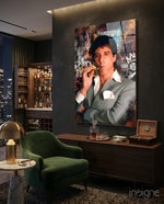 Scarface Tony Montana Glass Wall Art || Designer Collection - Lifestyle preview in a designer interior