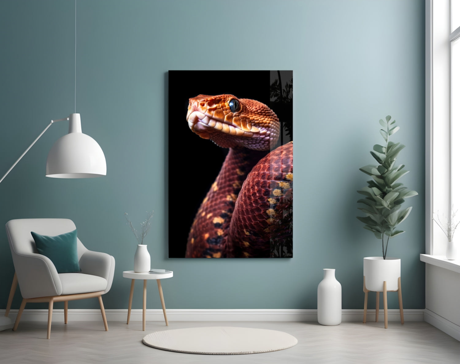 Red Stare Viper Glass Wall Art || Designer Collection