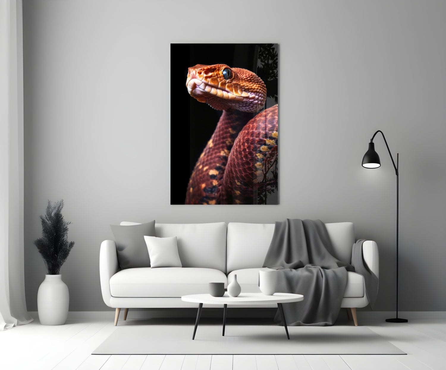 Red Stare Viper Glass Wall Art || Designer Collection
