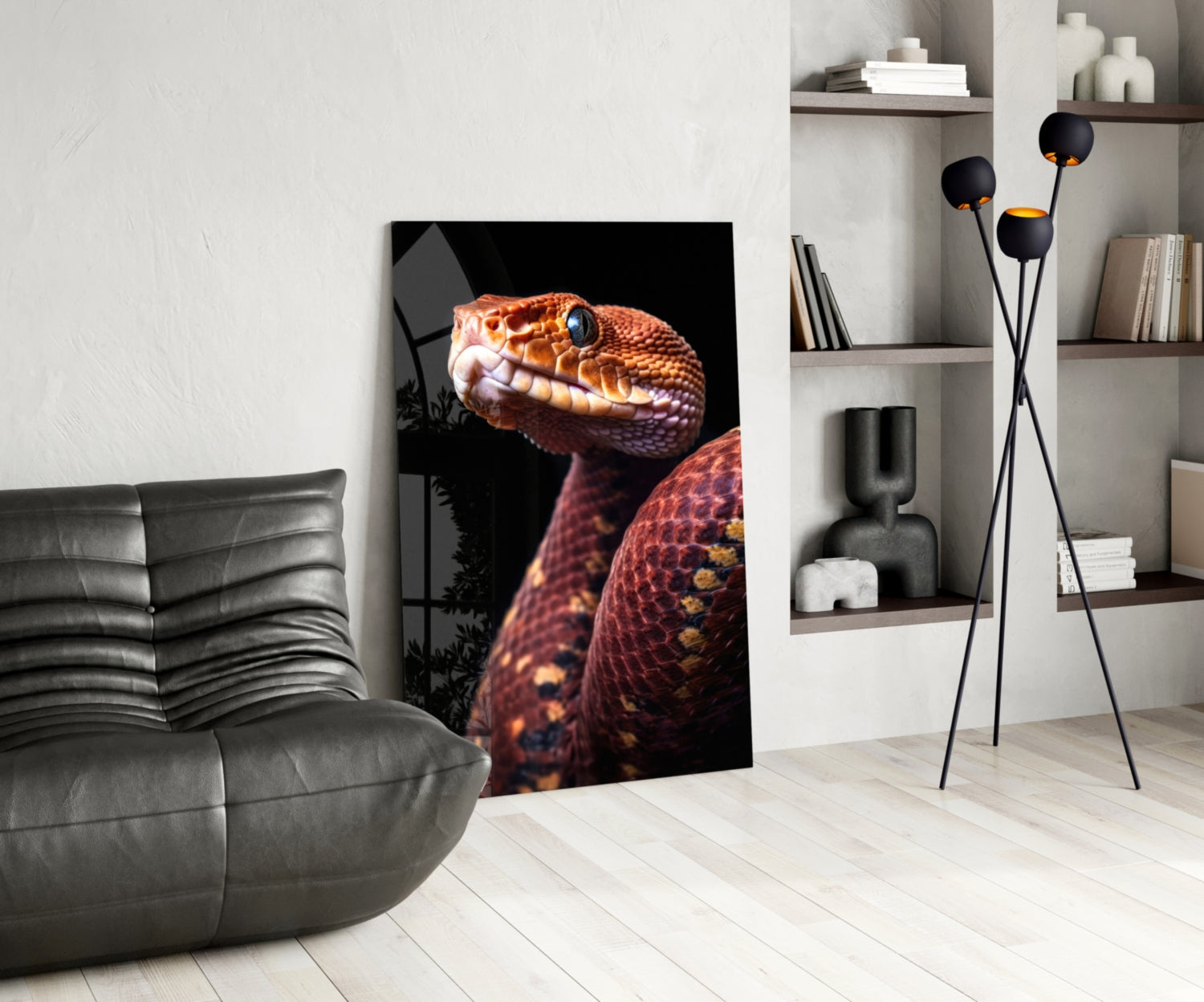 Red Stare Viper Glass Wall Art || Designer Collection