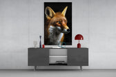 Secret of the Fox glass wall art catching light to reveal its fur detail
