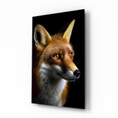 Secret of the Fox wildlife glass wall art in a modern study