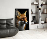 Wildlife glass print bringing predator calm to a master bedroom