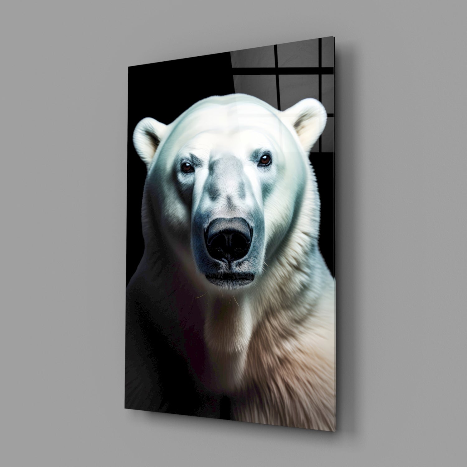 Polar Bear's Gaze Glass Wall Art || Designer Collection