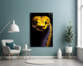 Snake portrait artwork styled in an executive office