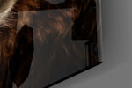Designer-collection artwork in a luxe lounge with leather seating