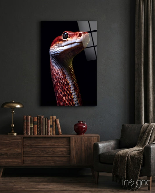 Eyes of the Fiery Serpent Glass Wall Art || Designer Collection - Lifestyle preview in a designer interior