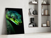 Predator panel against a moody dark-painted accent wall