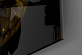 Designer-collection artwork in a luxe lounge with leather seating