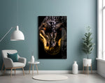 Caiman portrait artwork styled in an executive office
