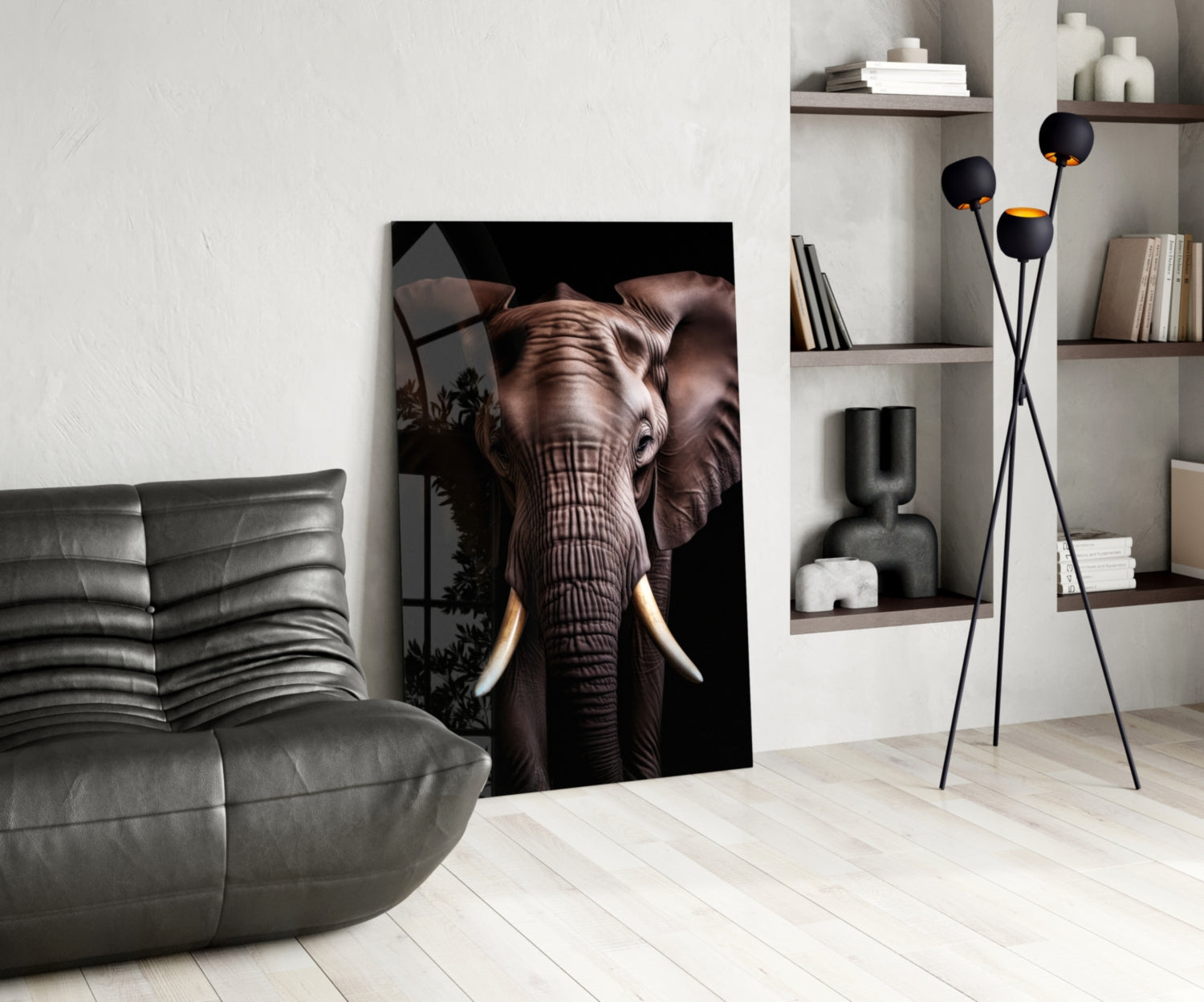 The Wise Look of the Elephant Glass Wall Art || Designer Collection