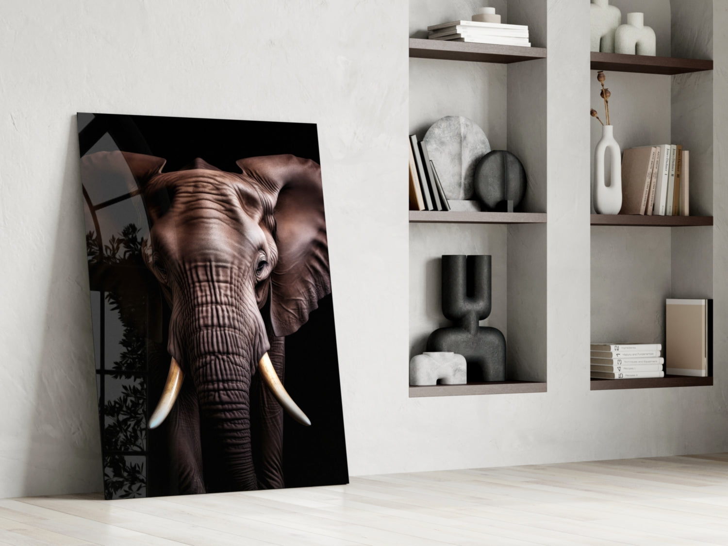 The Wise Look of the Elephant Glass Wall Art || Designer Collection