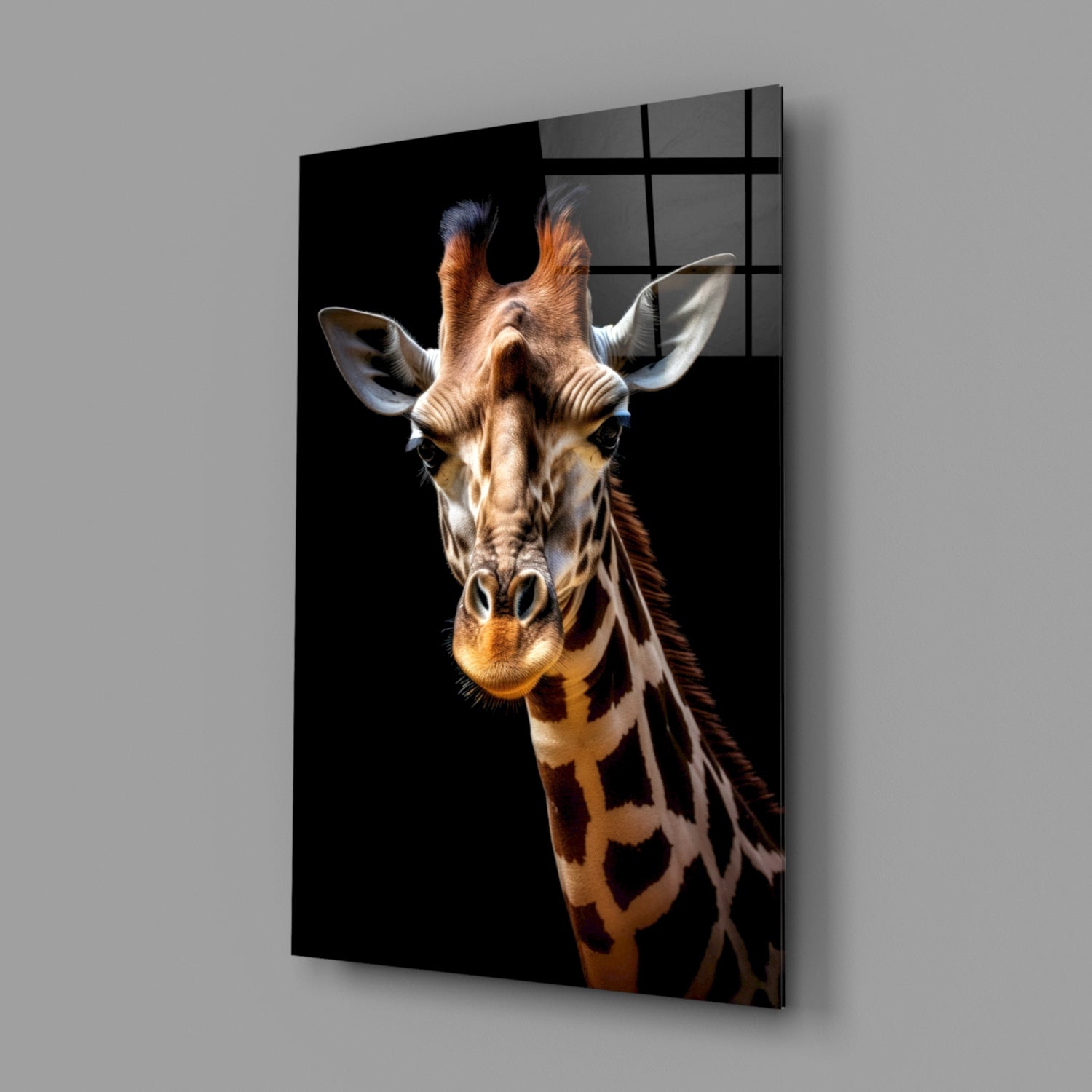 The Gentle Look of a Giraffe Glass Wall Art || Designer Collection