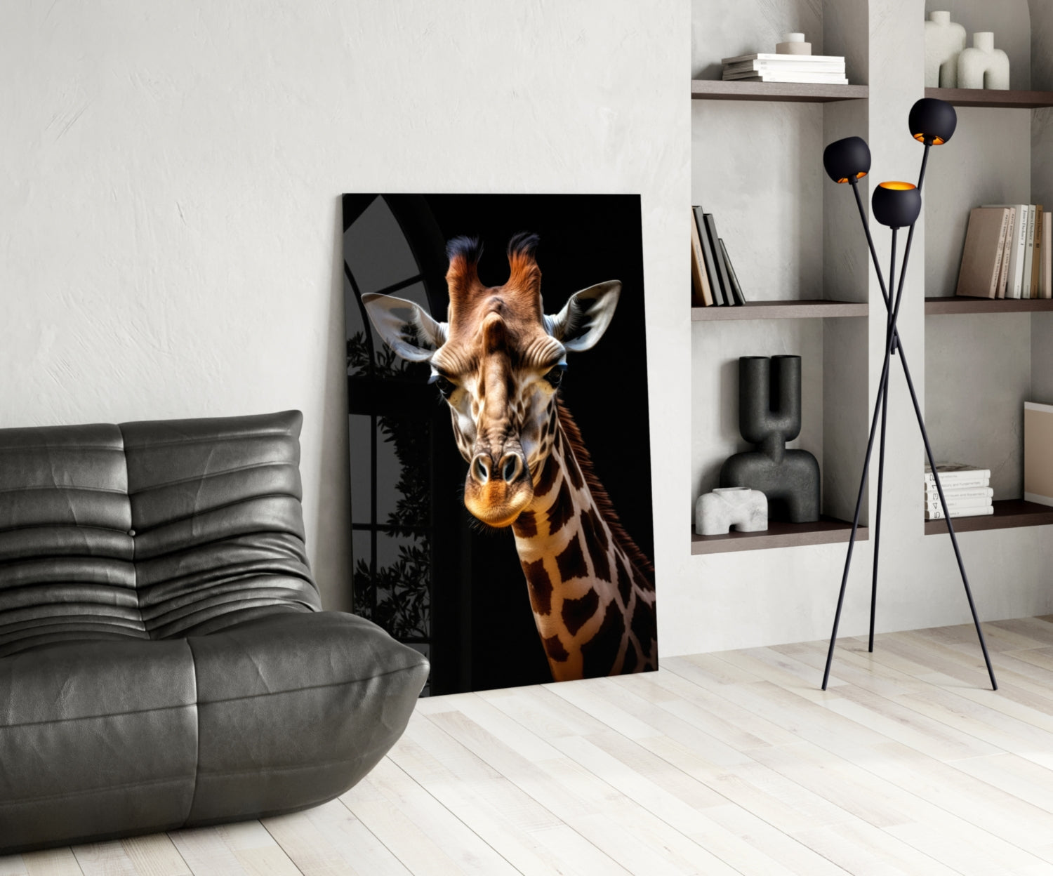 The Gentle Look of a Giraffe Glass Wall Art || Designer Collection
