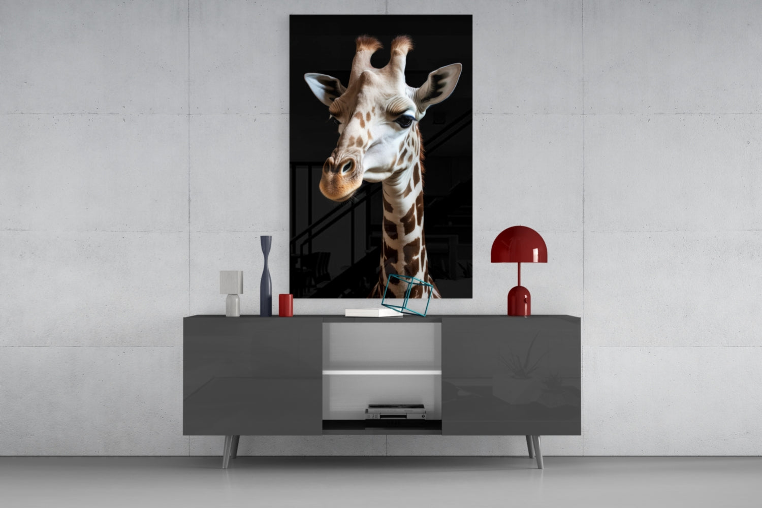 Light Colored Giraffe Portrait Glass Wall Art || Designer Collection