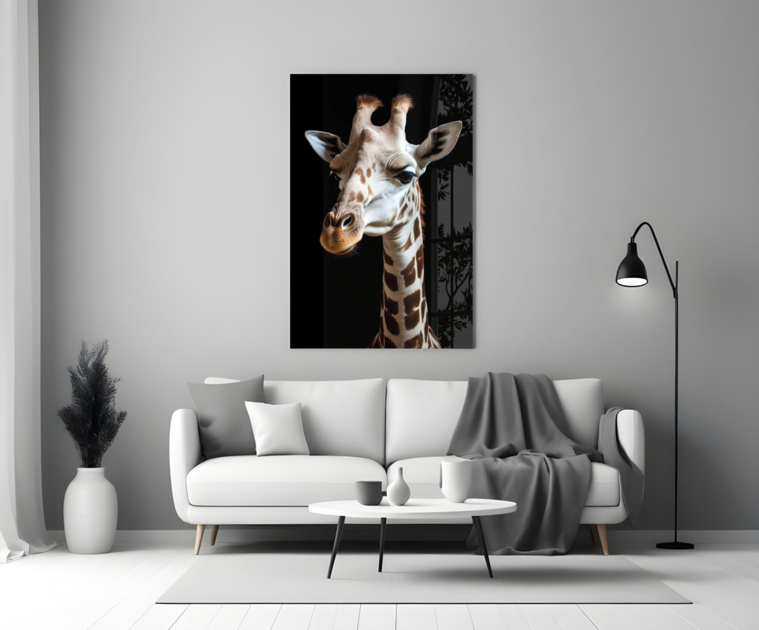 Light Colored Giraffe Portrait Glass Wall Art || Designer Collection