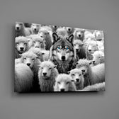 Designer-collection allegory panel anchoring an executive office wall