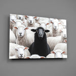 Designer-collection allegory panel anchoring a creative office wall