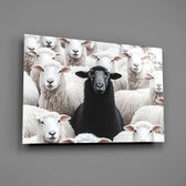 Designer-collection allegory panel anchoring a creative office wall