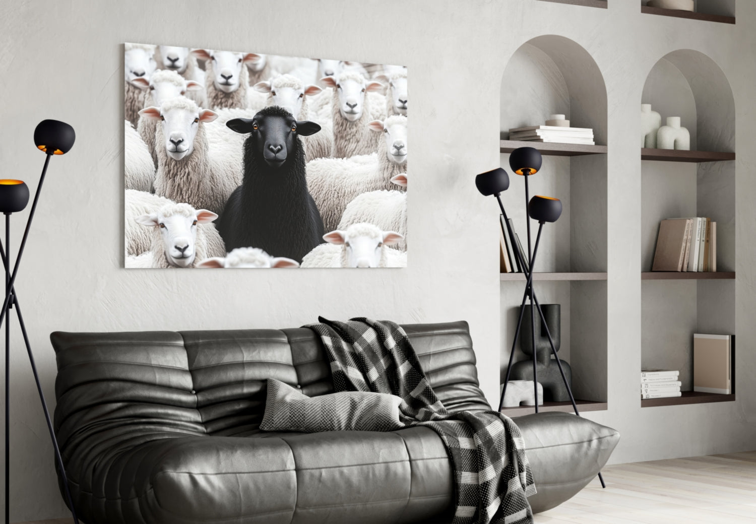 The Difference of the Black Lamb Flock Glass Wall Art || Designer Collection