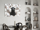 Allegorical glass print bringing motivational edge to a designer's boutique